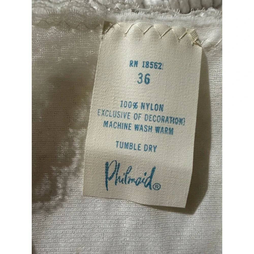 VTG Philmaid Lingerie Nylon Tricot White Lace Slip Dress Size 36‎ NWT USA MADE